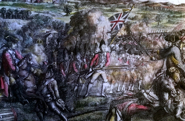 Period painting of a Revolutionary War battle