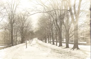 Main Street, Ridgefield, CT during November 1933 snowstorm